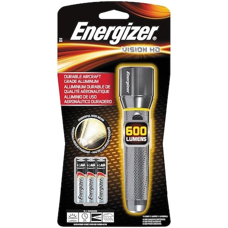 ENERGIZER Handheld Flashlight, AAA Battery, Alkaline Battery, LED Lamp, 600 Lumens Lumens, Wide Beam, Black ENPMHH62